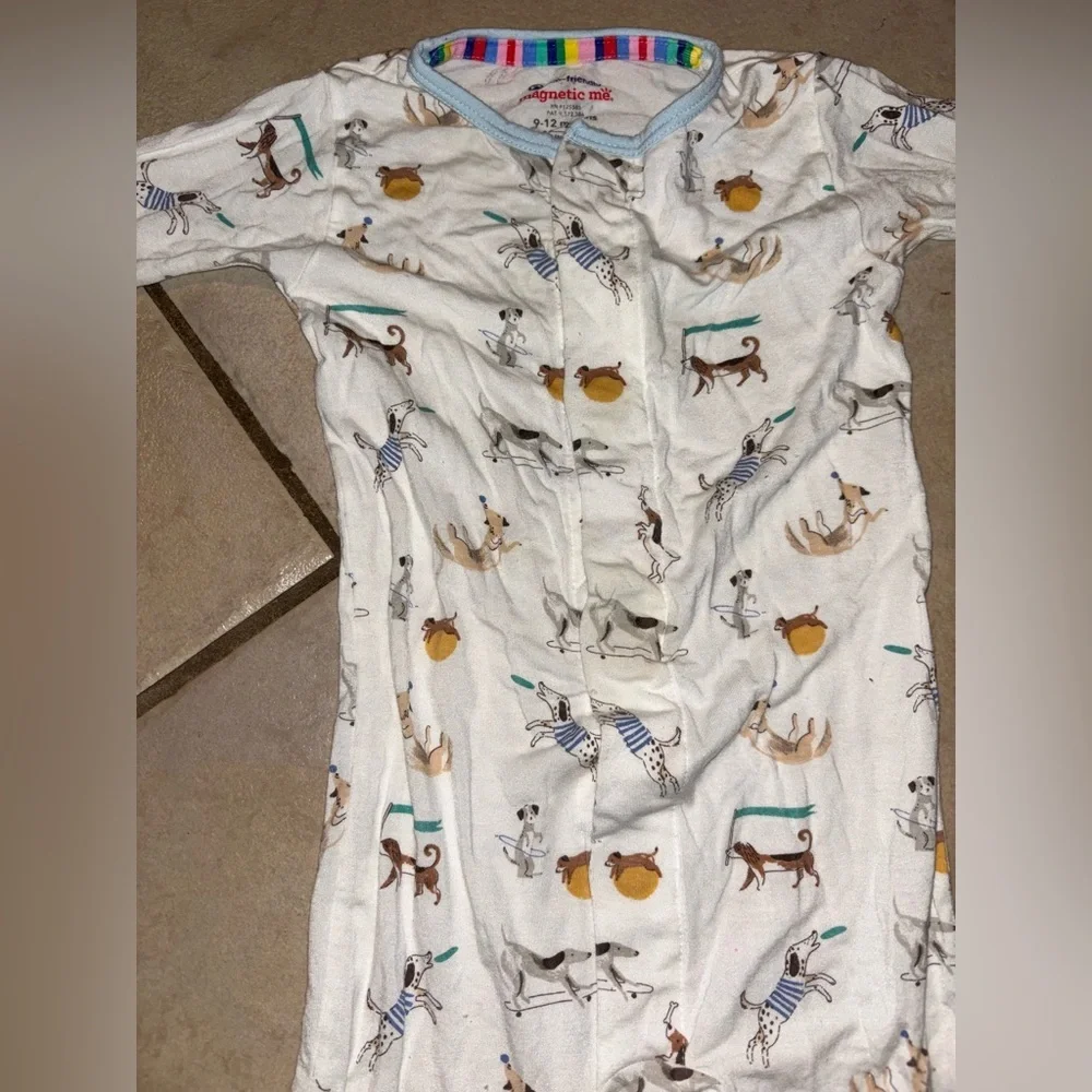 Like New Magnetic Me White Animal Print Footie - Picture 2 of 11